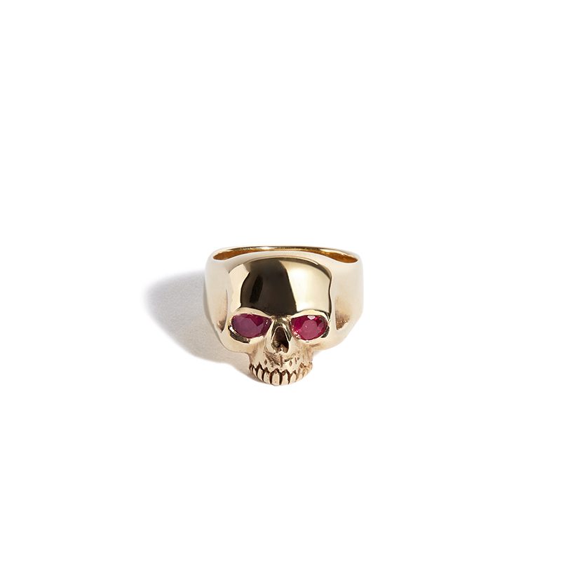 een keer Bijwonen Aanval 9ct Gold Smallest Evil Skull Ring with Ruby Eyes - The Great Frog