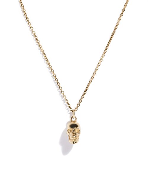 Gold Anatomical Skull Pendant on Chain