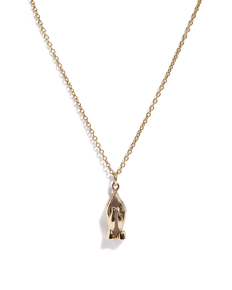 Gold Praying Hands on Chain