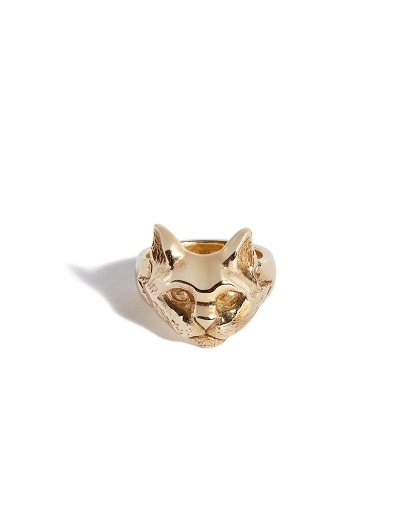 9ct Yellow Gold Cat Ring Front