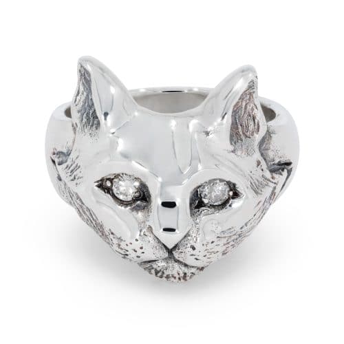 Cat Ring with Diamonds Front
