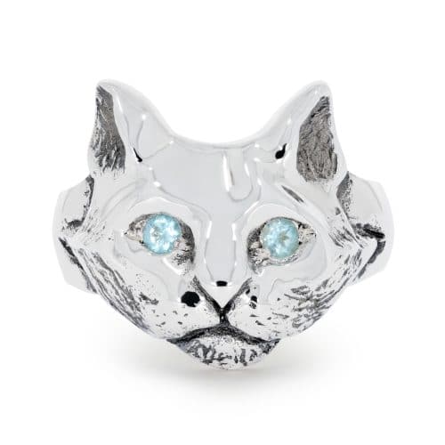Cat Ring with Topaz Eyes