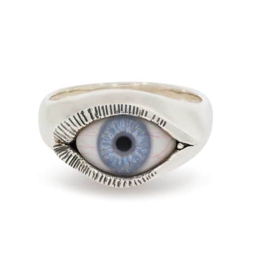 Small Eye Ring Light Blue