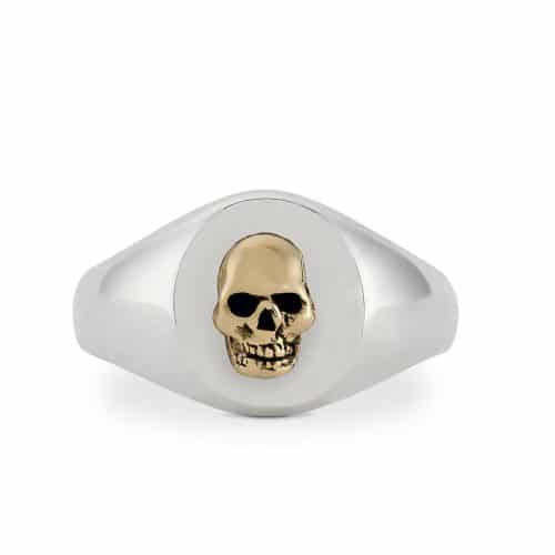 Small signet with front facing gold skull, front, low res