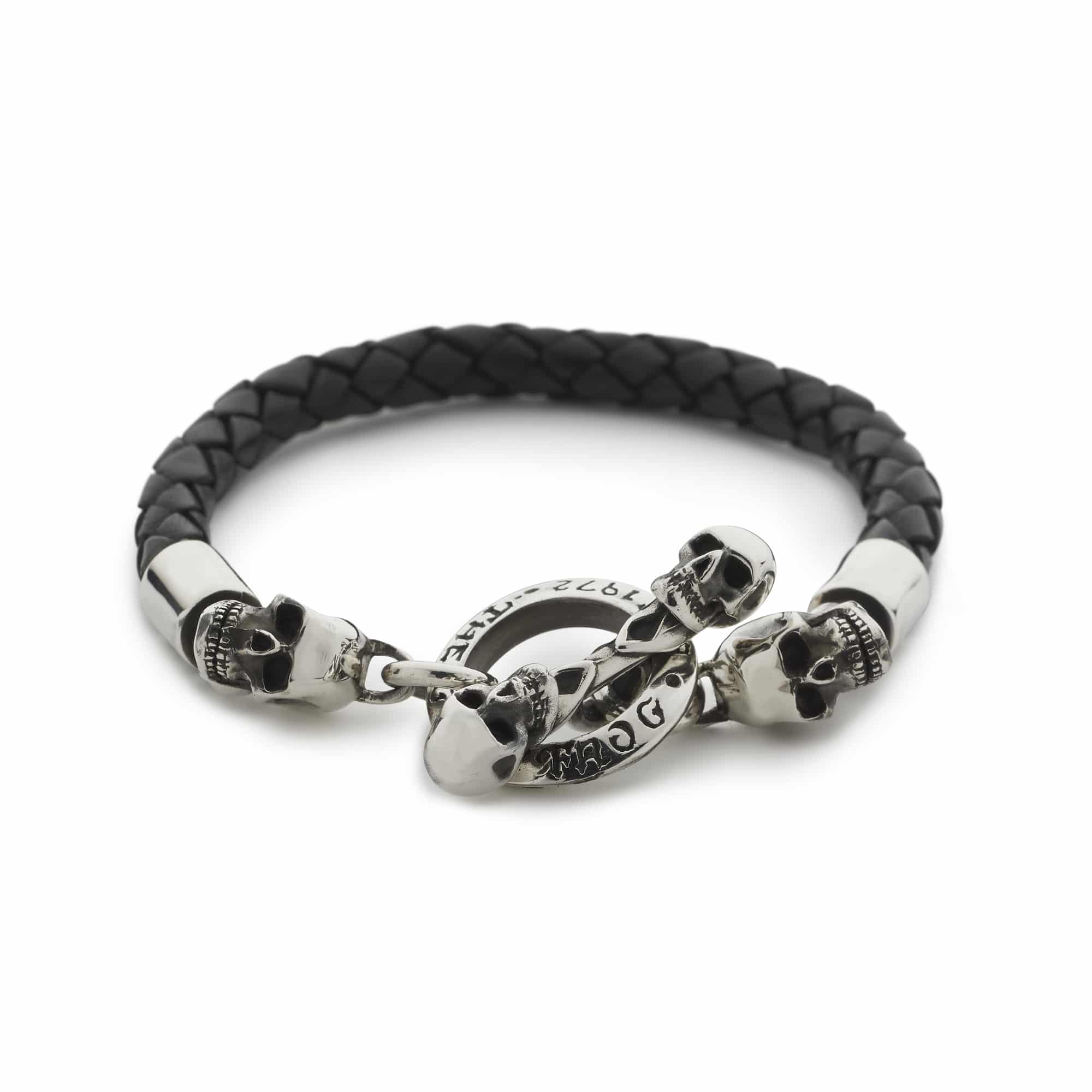 black-woven-leather-bracelet-front