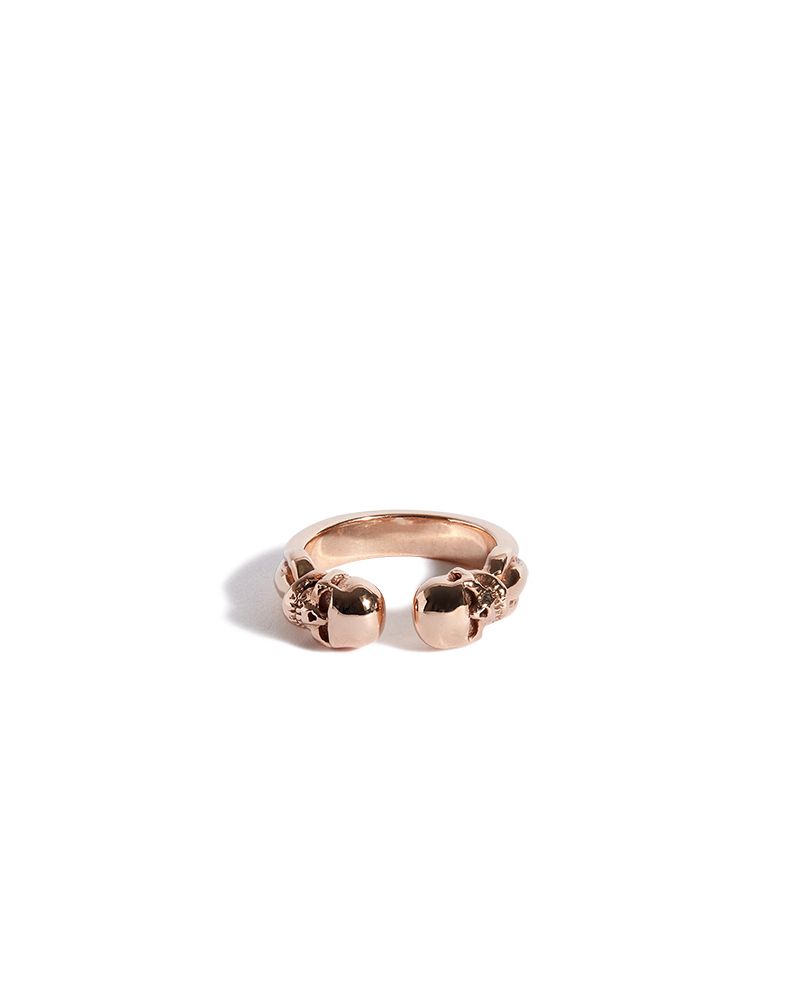 Rose Gold Double Headed Open Skull Band Front
