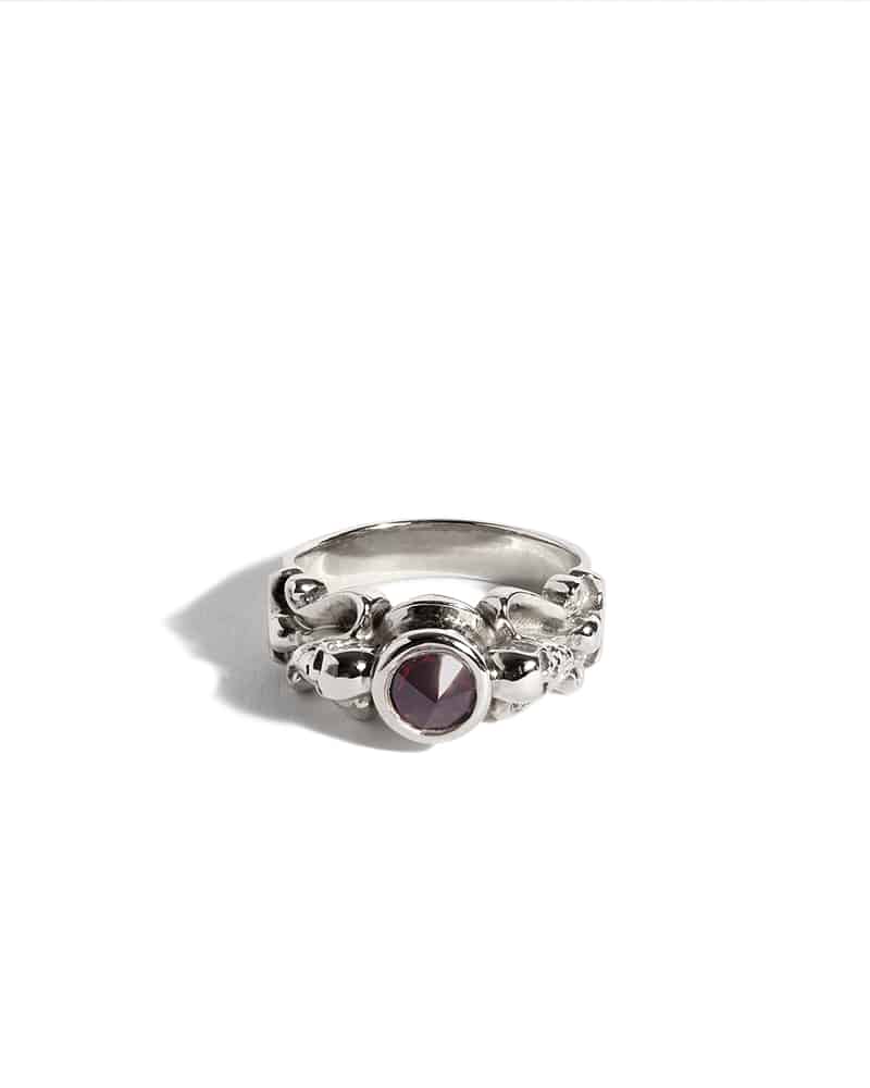 Silver Chatelaine Ring Garnet_1 (1)